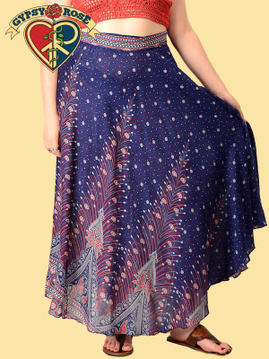 Plumage Parade Print Rayon Wrap Skirt