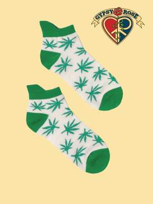 Groovin Green Hemp Leaf Ankle Socks
