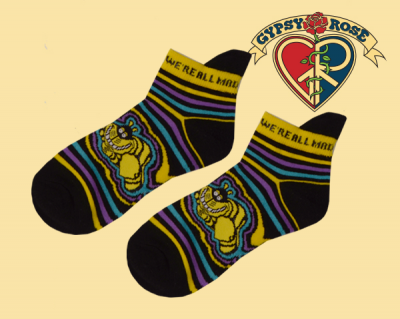 Psychedelic Cheshire Cat We're All Mad Striped Ankle Socks