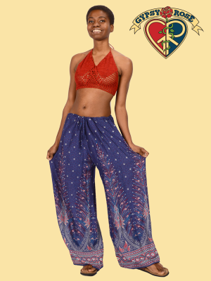 Plumage Parade Printed Rayon Flare Leg Pants