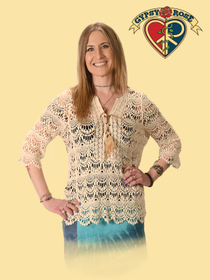 3/4 Sleeve Heart Of Gold Crochet Blouse