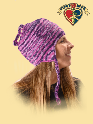 Marble Knit Wool Ear Flap Hat