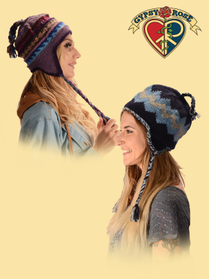 Assorted Geometric Knit Wool Flap Hat