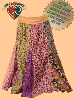 How Sweet It Is Yoga Waistband Printed Cotton Panel Skirt - Plus Size