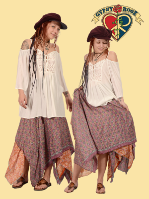 Sunshine Of Your Love Recycled Silk Fabric Printed Layered Fairy Cut Wrap Skirt