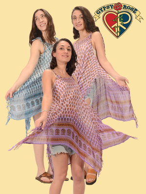 Around The Fairgrounds Dip Dyed Printed Cotton Cheesecloth String Top