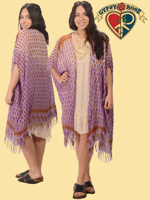 Around The Fairgrounds Dip Dyed Printed Cotton Cheesecloth Kimono
