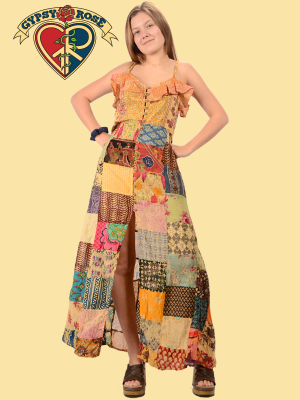 Little Wing Patchwork Printed Button-Up Sundress