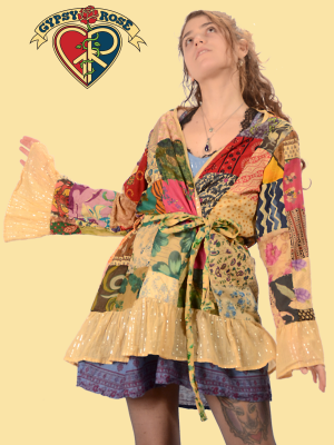 Little Wing Patchwork Printed Cotton Cardigan