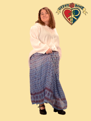 Women's Size Around The Fairgrounds Dip Dyed Printed Cotton Cheesecloth Skirt