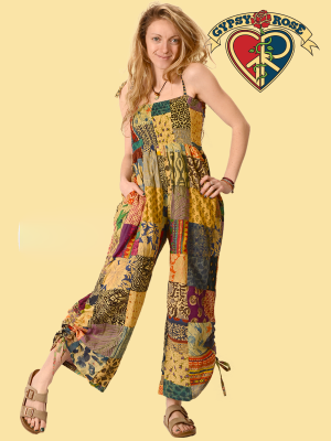 Patchwork Cotton Print Cinche Leg Jumper