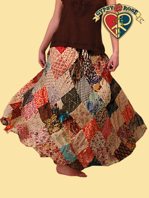 DIAMONDS ARE A GIRL'S BEST FRIEND PATCHWORK PRINT SKIRT