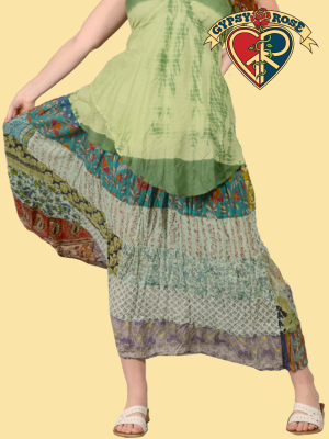 OVERDYED TIERED COTTON SKIRT
