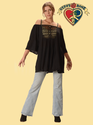 Free Spirit Rayon Crepe and Lace Off Shoulder Blouse