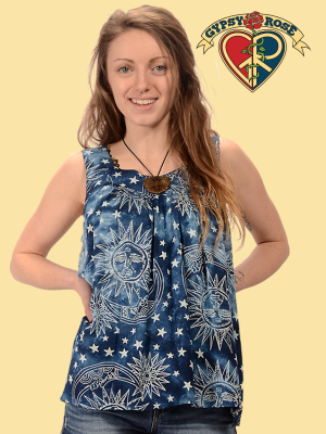 Celestial Printed Rayon Sleeveless Blouse