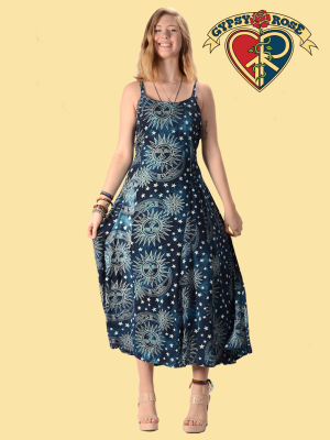 Celestial Print Rayon String Dress