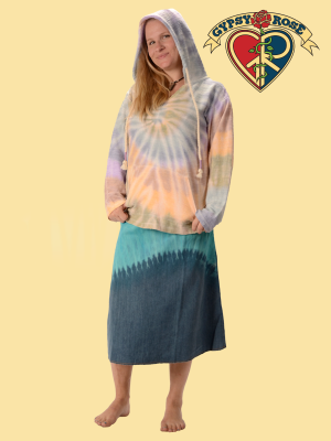 Tye Dye Denim Rough Cut Skirt
