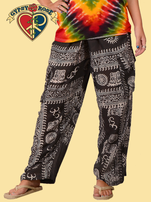 Om Shanti Print Cargo Pants