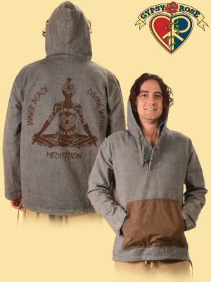 MEN'S WOVEN COTTON 3 BUTTON HOODIE