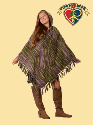 TYE DYE FLEECE FRINGE PONCHO