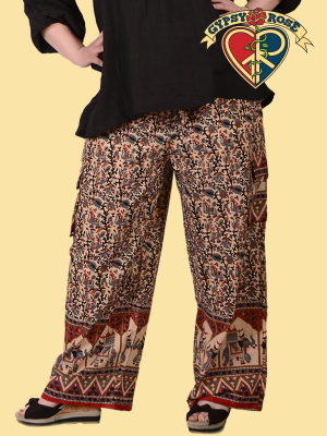 Marrakesh Express XL Indian Print Cotton Cargo Pants