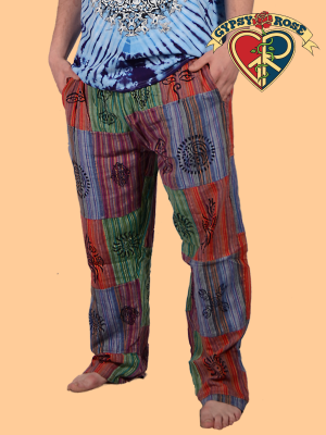 Everyday People Men's Patchwork Cotton Pants with Block Print