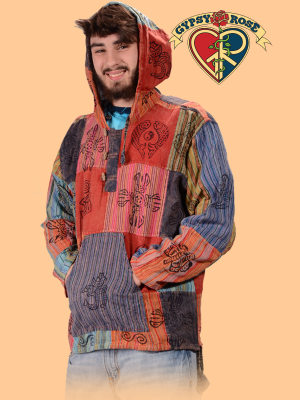 Everyday People Unisex Patchwork Hoodie with Hand Block Print