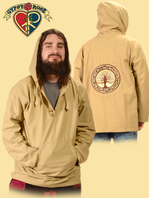 Celtic Tree Hand Embroidered Cotton Hoodie