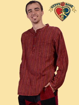 Midnight Rambler Over Dyed Striped Cotton Men's Kurta