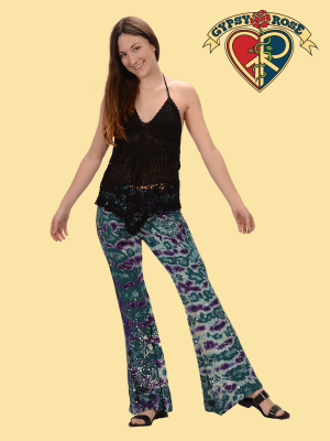 Wish Upon A Shooting Star Spandex Blend Tye Dye Block Print Rollover Waist Yoga Pants