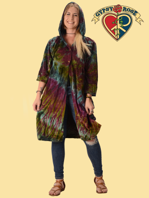Tye Dye Velvet Hooded Tier Jacket