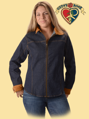 Denim Zip Up Blouse