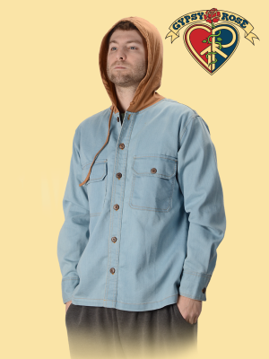Denim Hoodie With Jersey Hood