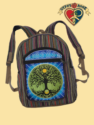 Solstice Tree Hand Embroidered Backpack