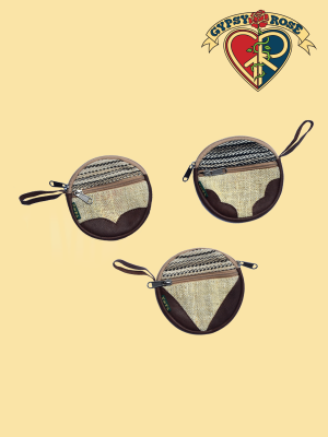 Hemp And Leather 2 Zip Coin Purse