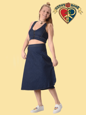 Denim Midi Wrap Skirt