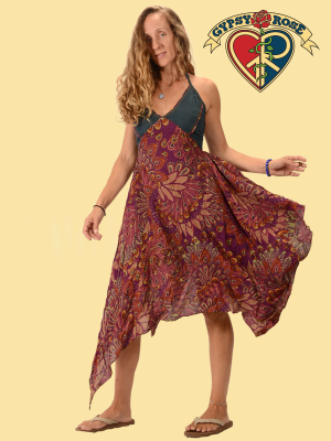 Denim Halter Cotton Print Fairy Dress