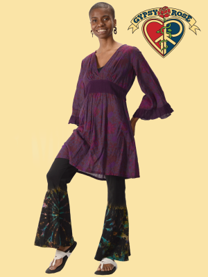 Cotton Print Ruffle Sleeve Dress