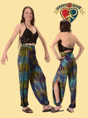 Tye Dye Spandex Blend Split Seam Harem Pants