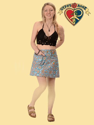 Cotton Mushroom Burst Print Utility Wrap Skirt