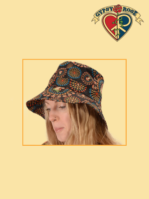 Cotton Mushroom Burst Print Bucket Hat