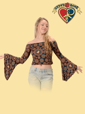 Viscose Spandex Mushroom Bell Sleeve Blouse