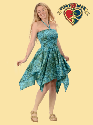 Tye Dye Cotton Butterfly Print Fairy Dress Short Sleeve Skirt