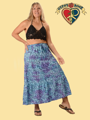 Tye Dye Cotton Butterfly Print 3 Tyer Maxi Skirt