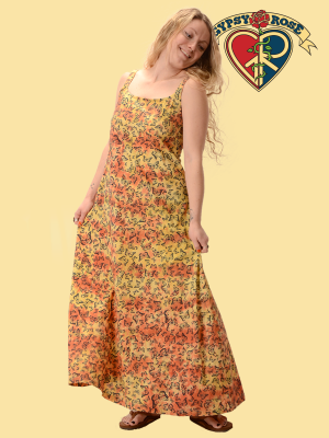 Tye Dye Cotton Butterfly Print Maxi String Dress
