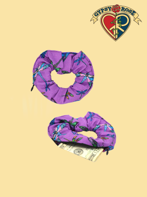 Dragonfly Rayon Print Secret Pocket Scrunchie