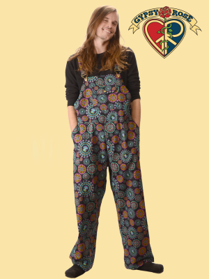 Cotton Mushroom Print Unisex Overalls