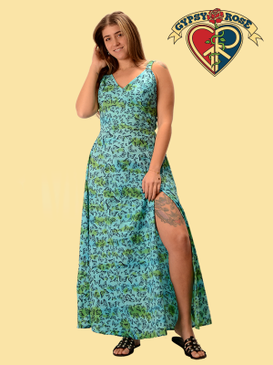 Tye Dye Cotton Butterfly Tie Back Maxi Dress
