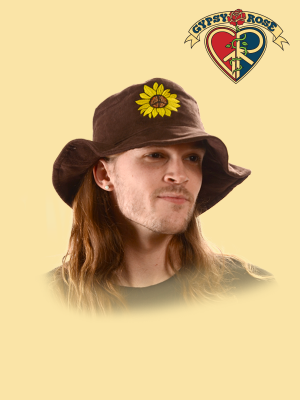 Peace Sunflower Emb Corduroy Floppy Hat
