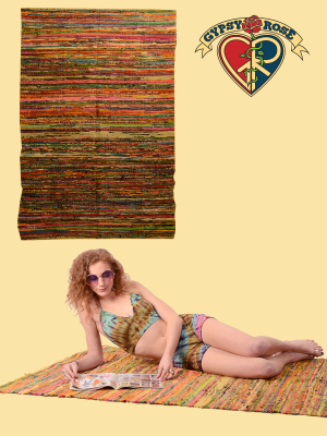 Multi-Colored Jaipur Dari Blanket Throw